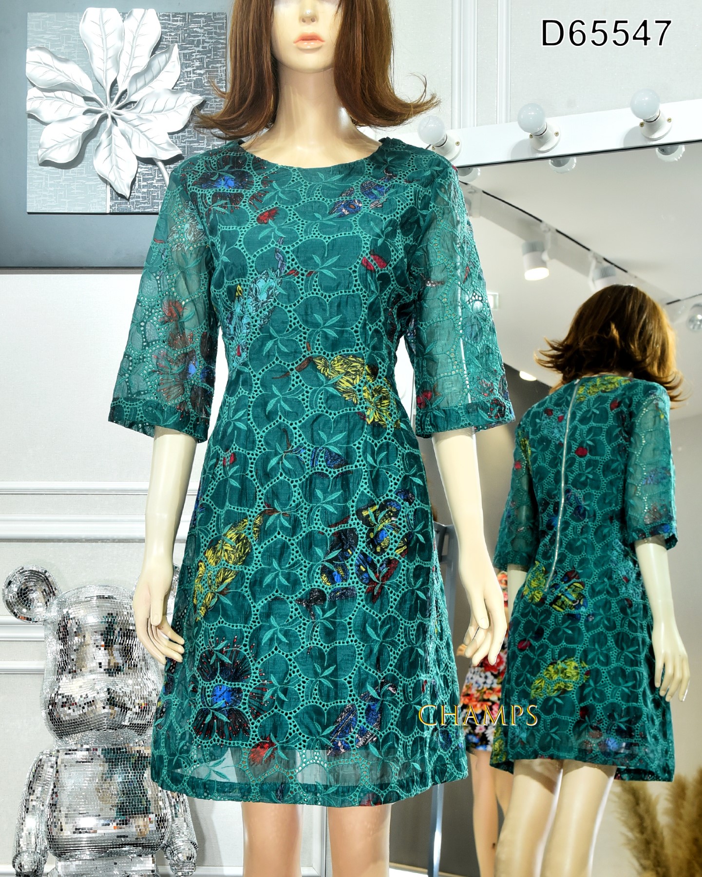 ĐẦM XANH SUÔN REN THÊU 65547