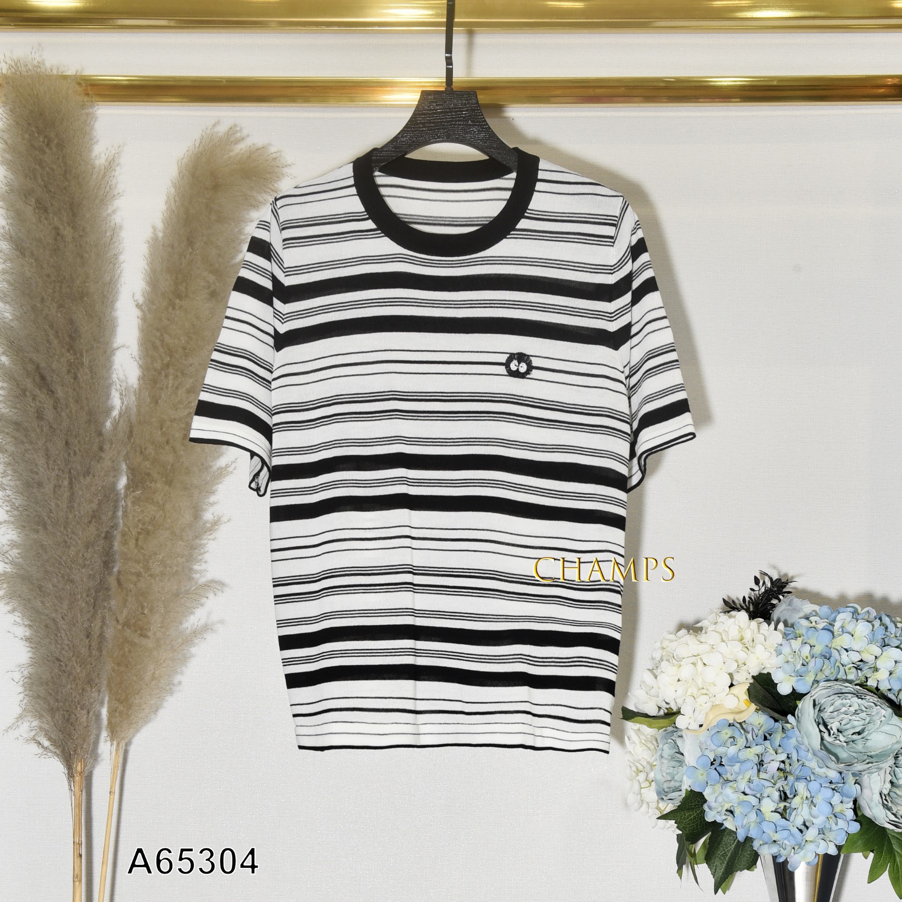 ÁO LEN KẺ ĐEN 65304