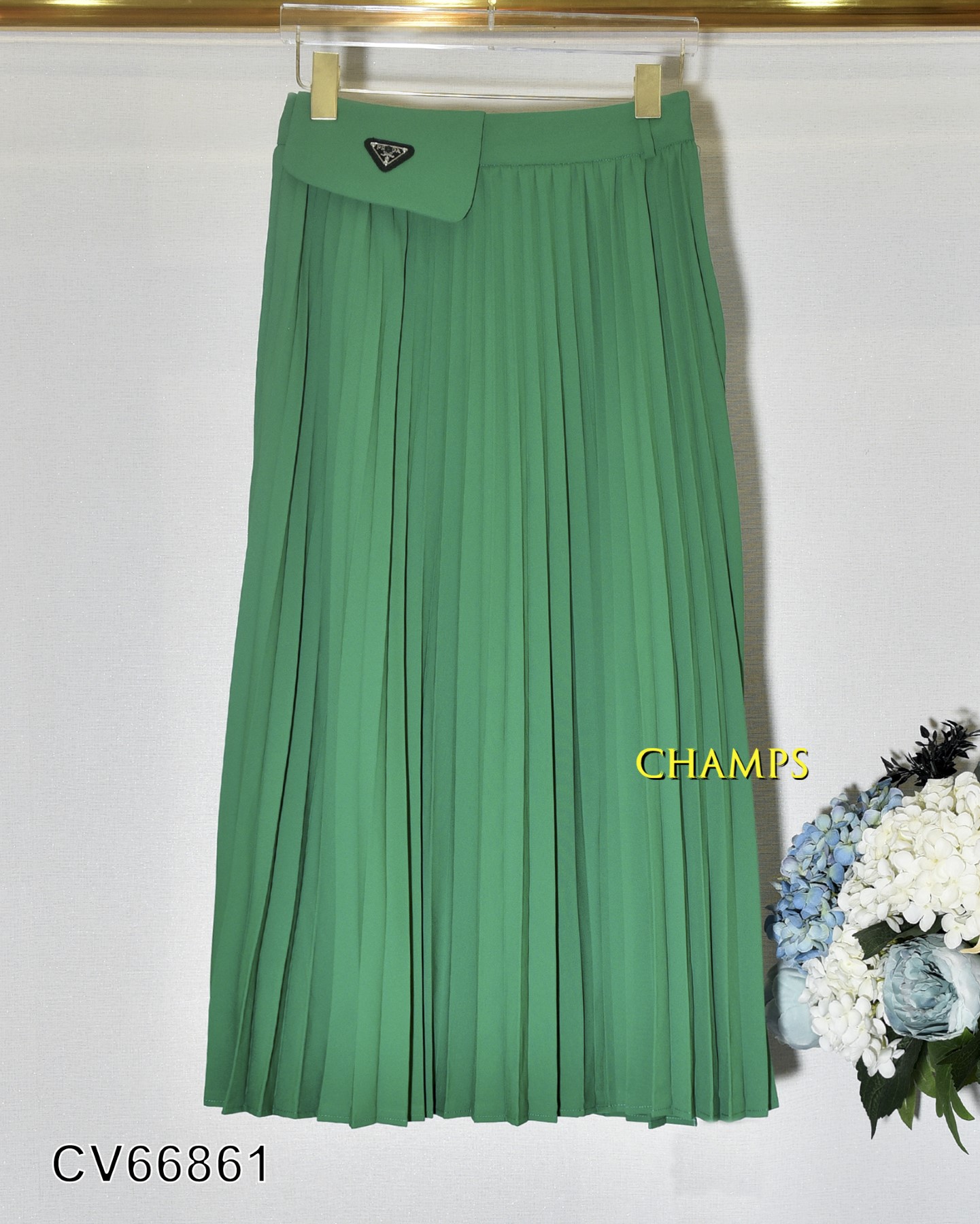 CHÂN VÁY XẾP LY PRADA XANH LÁ +DN 66861