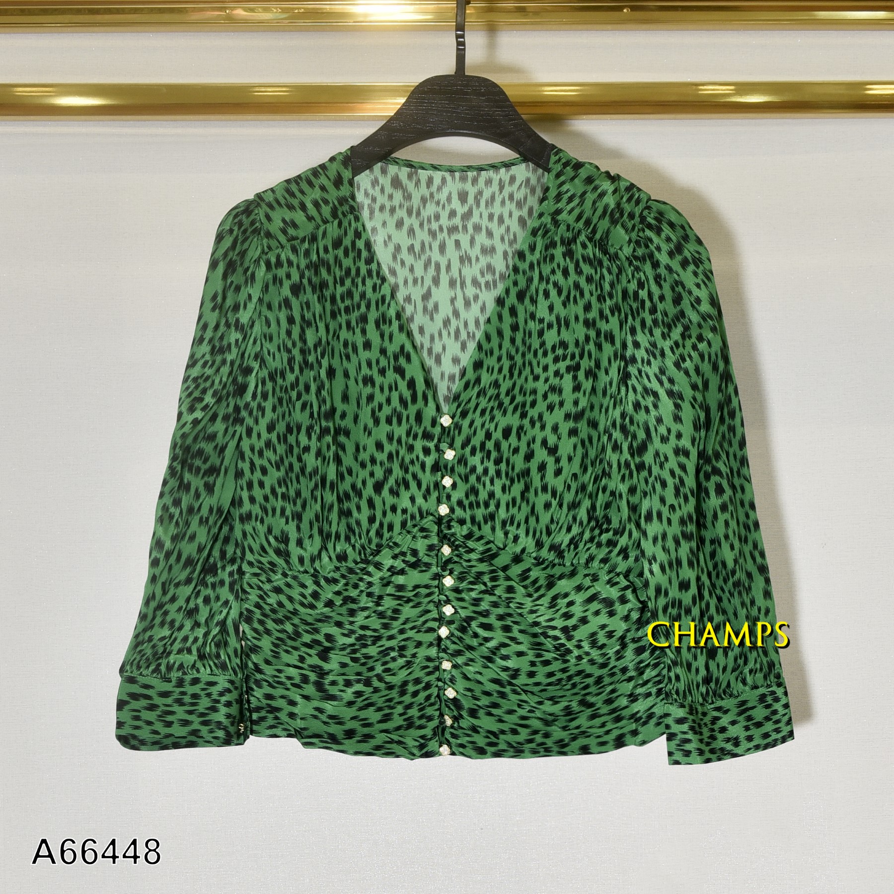 ÁO LỤA VÂN BEO XANH LÁ 66448