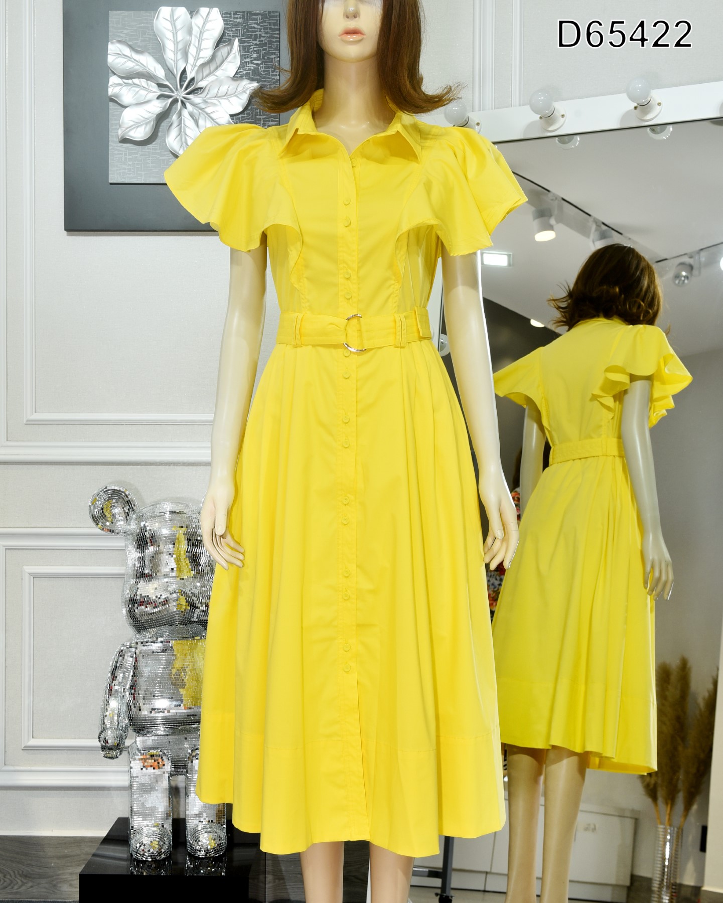 ĐẦM SƠ MI VÀNG DÀI +DN 65422