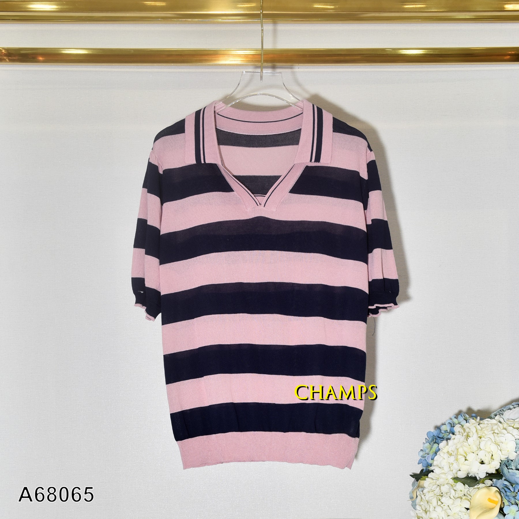 ÁO LEN KẺ SỌC XANH HỒNG 68065