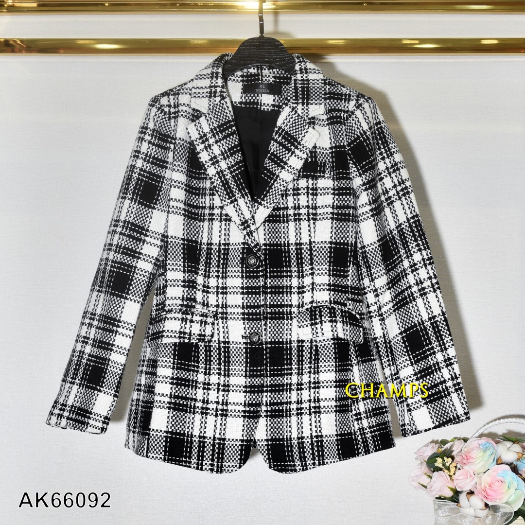 ÁO KHOÁC VEST DẠ KẺ ĐEN TRẮNG 66092