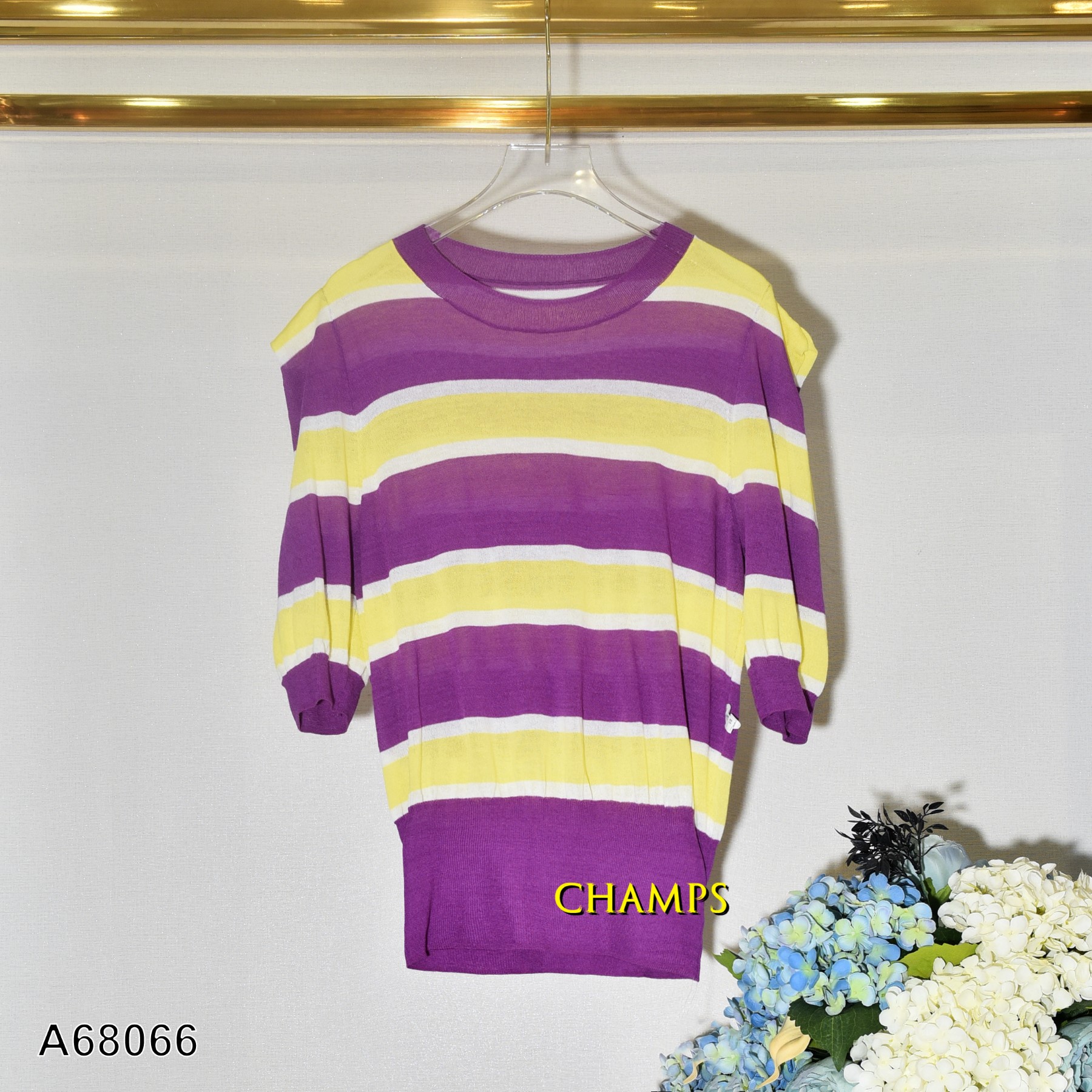 ÁO LEN KẺ SỌC VÀNG TÍM 68066