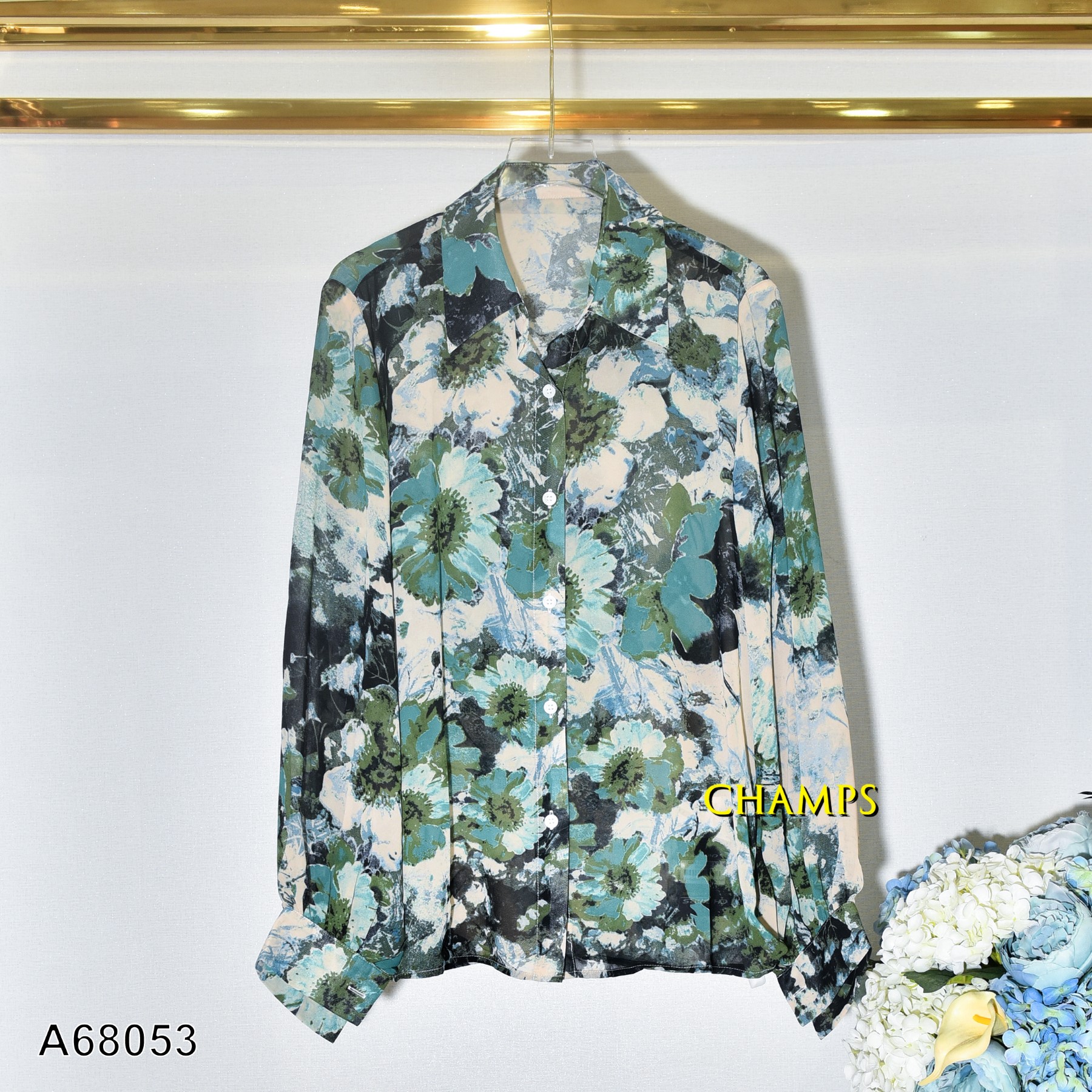 ÁO SƠ MI LỤA XANH 68053