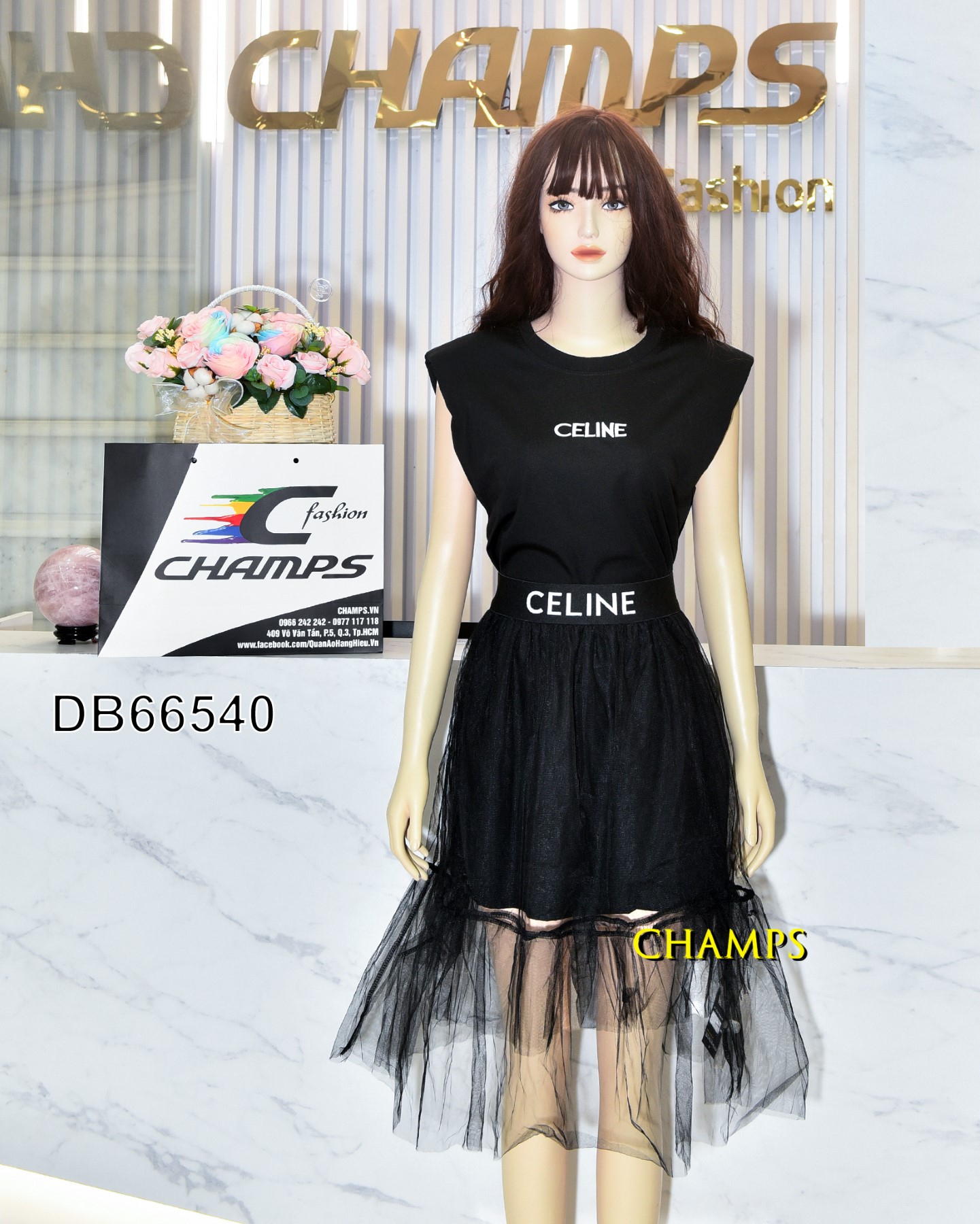 BỘ CELINE ĐEN +CV LƯỚI 66540