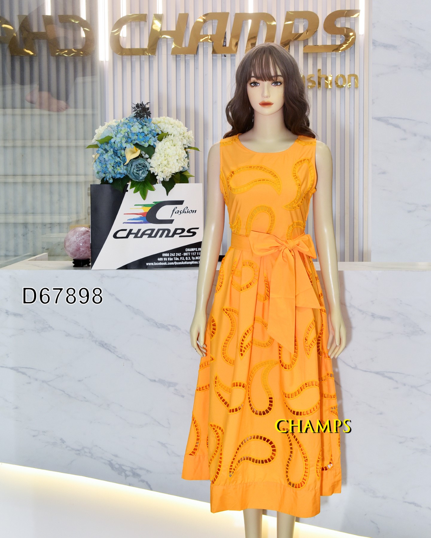 ĐẦM XÔ VÀNG THÊU DÀI +DN 67898