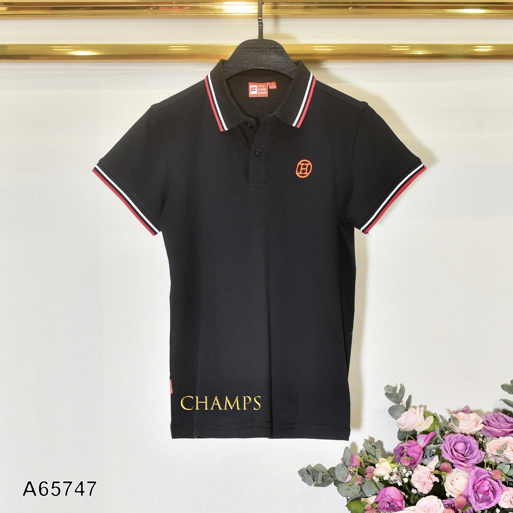 ÁO THUN ĐEN CỔ HERMEX 65747