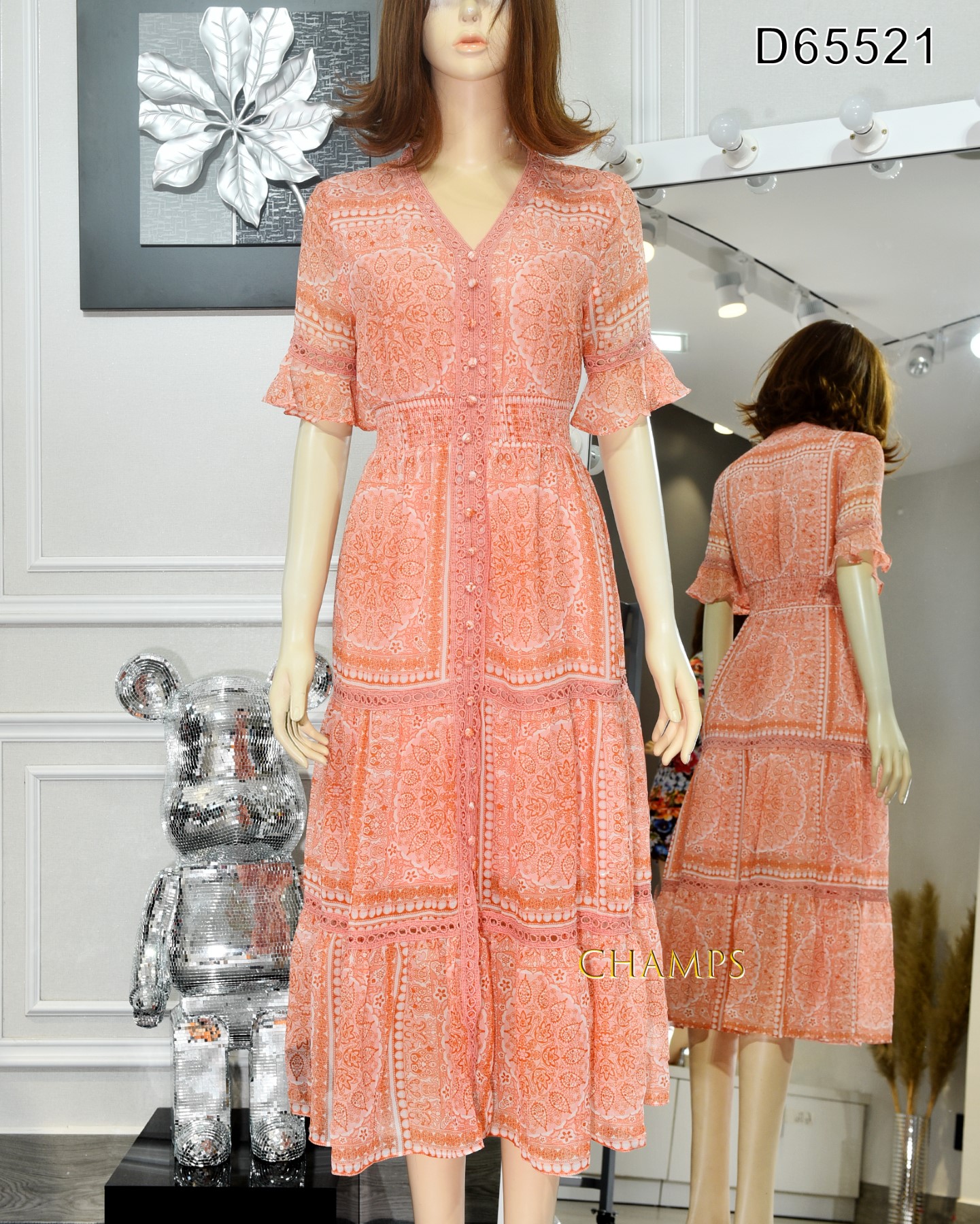 ĐẦM LỤA DÀI CAM 65521