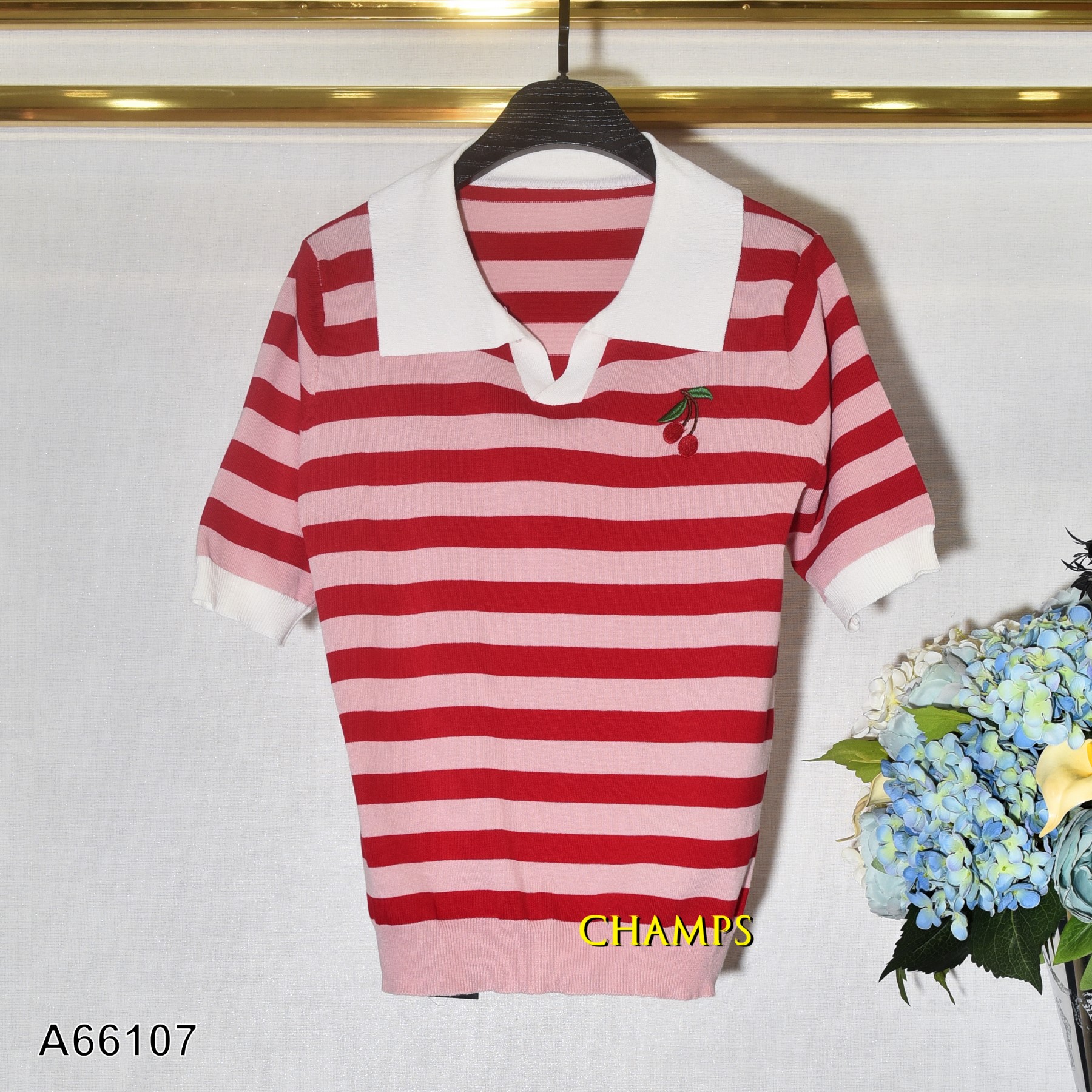 ÁO LEN KẺ ĐỎ CHERRY 66107