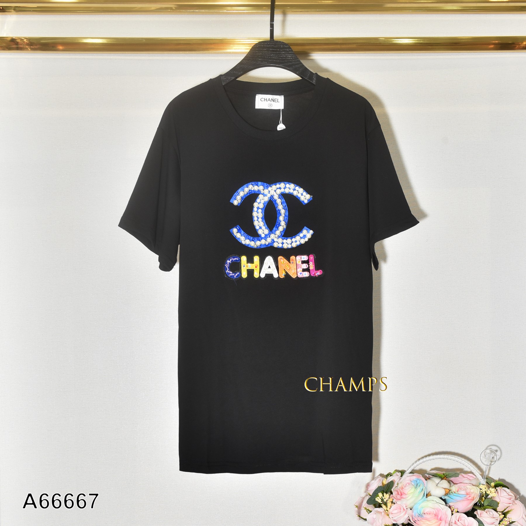 ÁO THUN ĐEN CHANEL HẠT BẸT 66667
