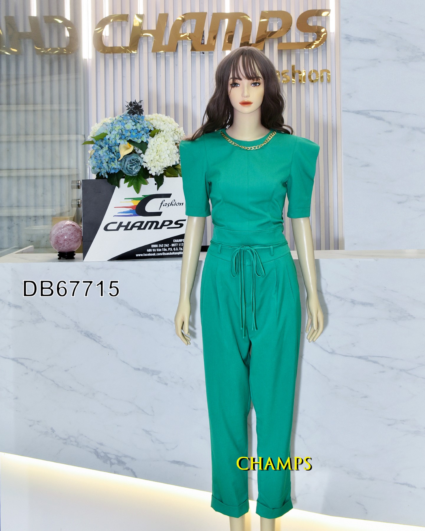 BỘ XANH LÁ CHANEL +QUẦN DÀI 67715