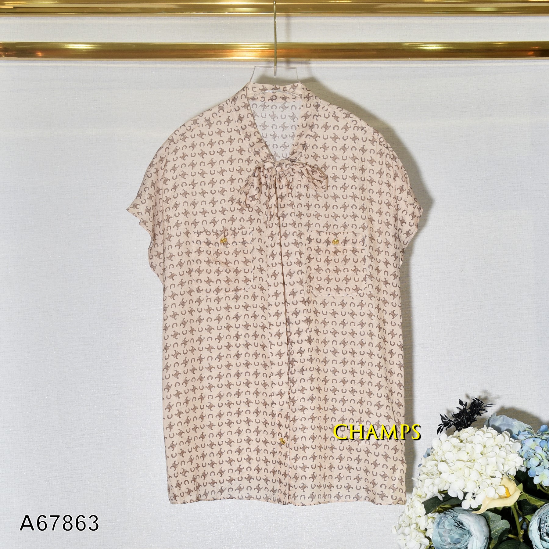 ÁO LỤA HOA VĂN NÂU 67863