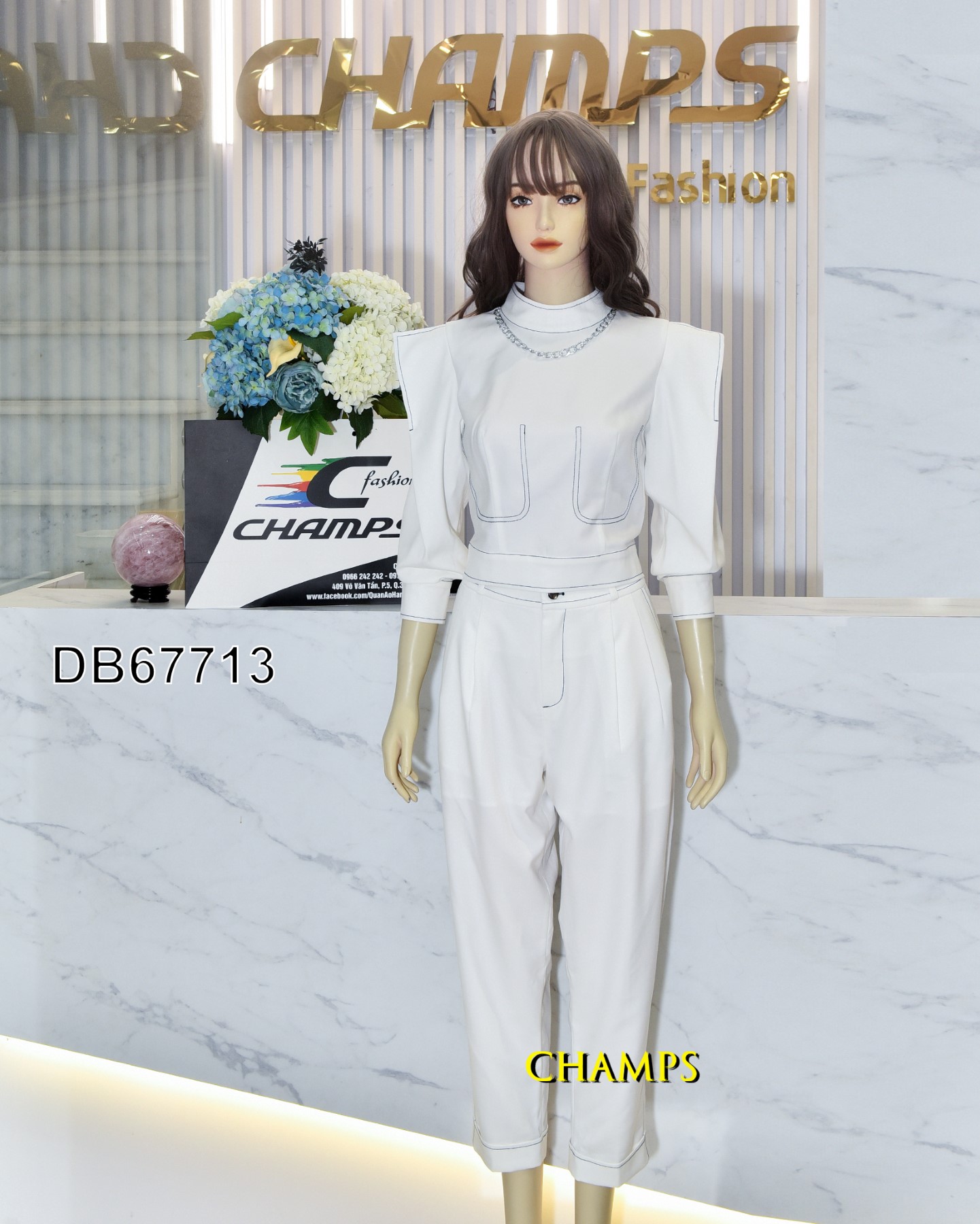 BỘ TRẮNG CHANEL TAY DÀI +QUẦN DÀI 67713