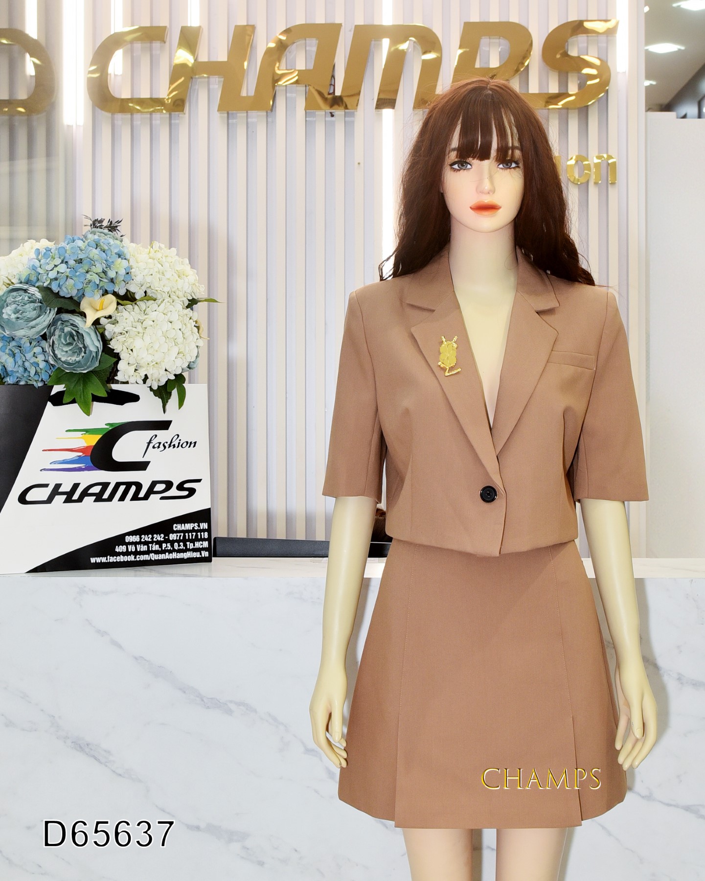 BỘ YSL VEST NÂU +CV 65637