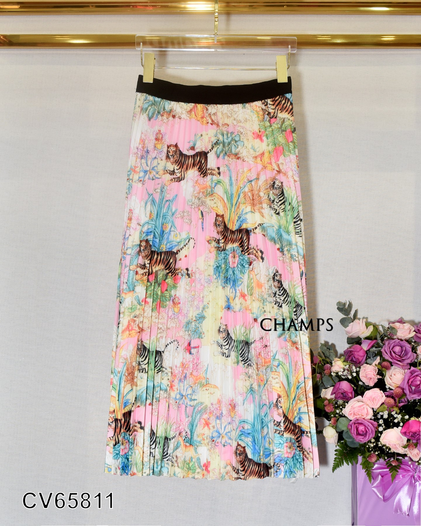 CHÂN VÁY NHÚNG GUCCI HỒNG XANH 65811