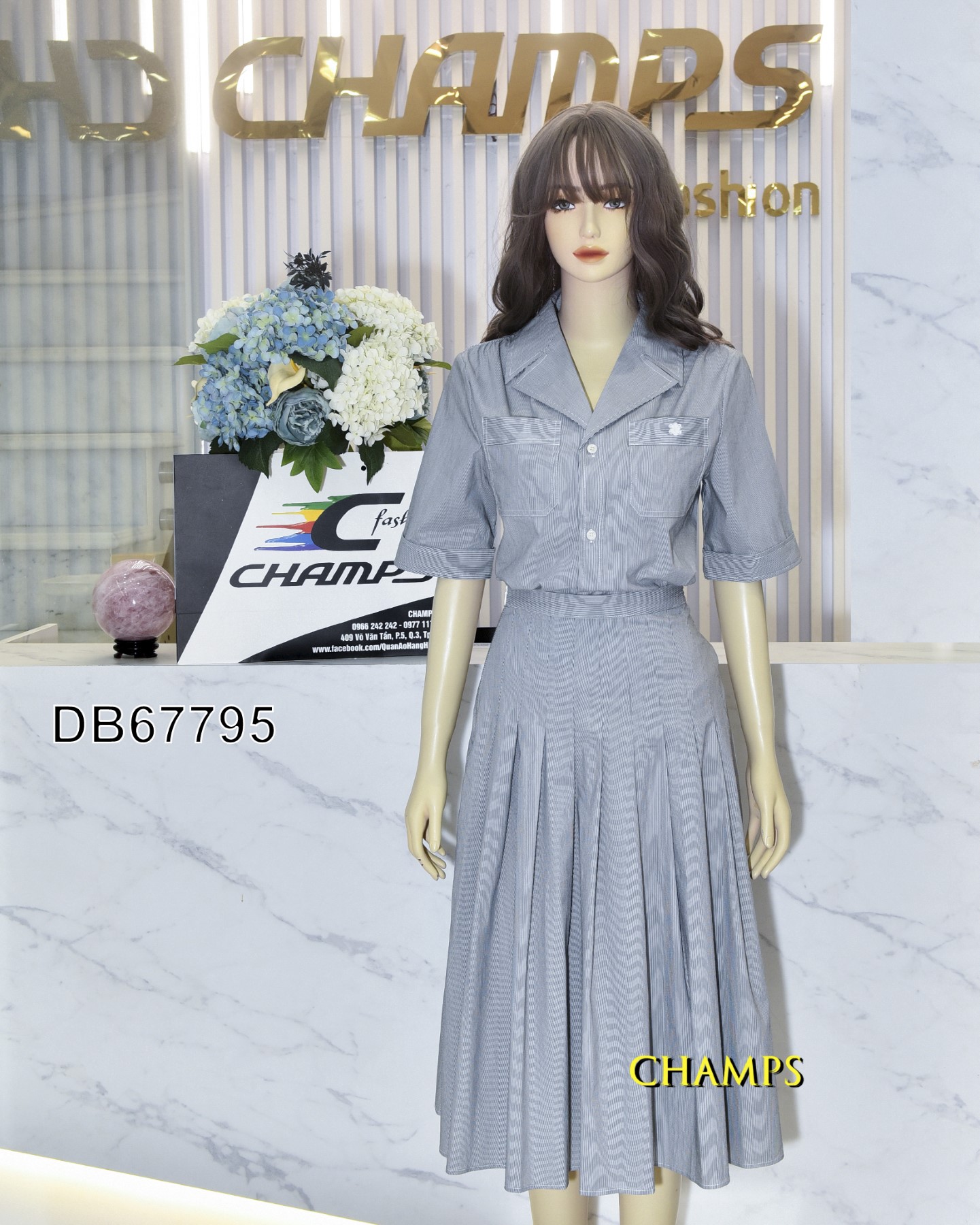 BỘ XÁM SƠ MI CELINE +CV DÀI 67795