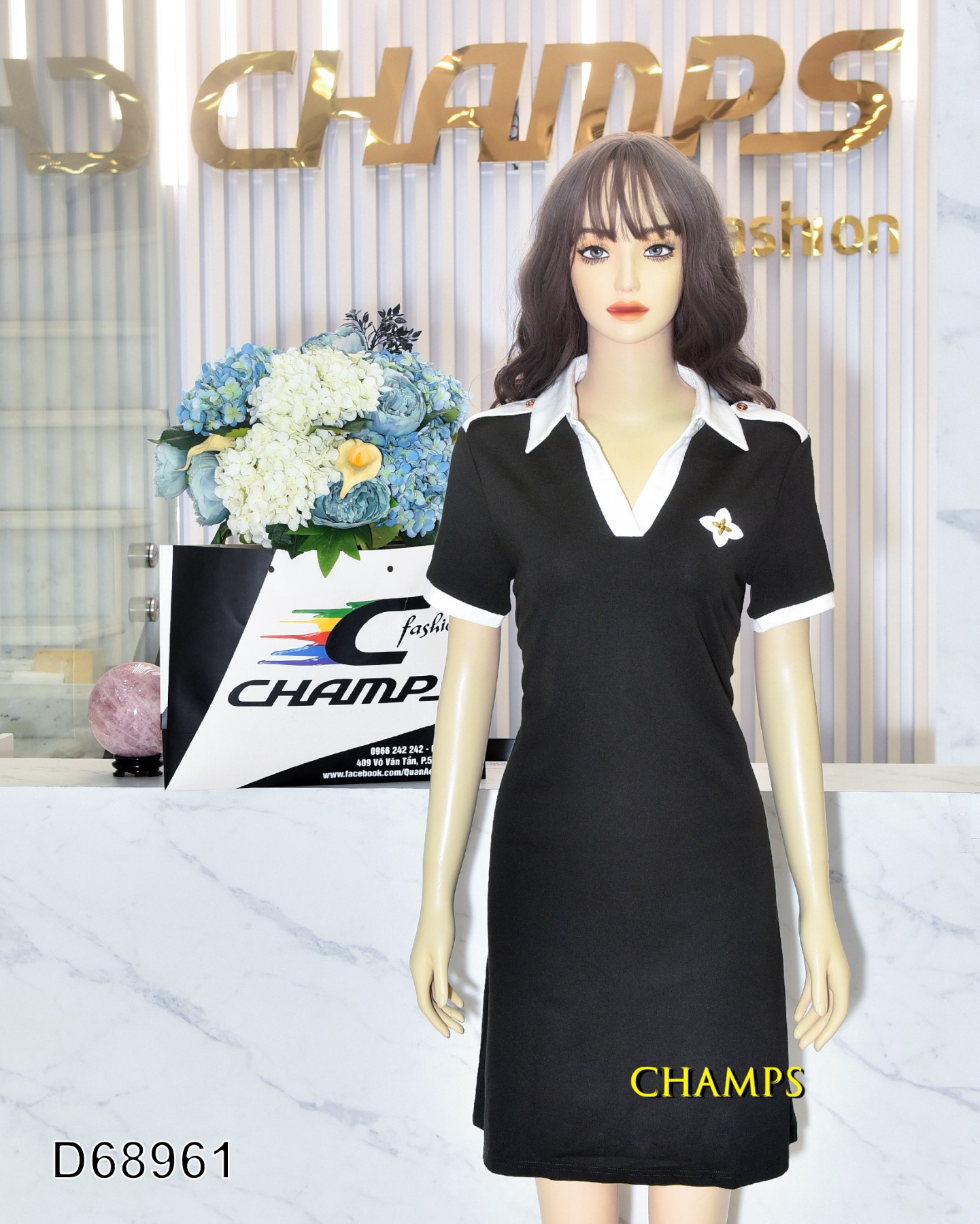 ĐẦM THUN ĐEN LOGO 68961