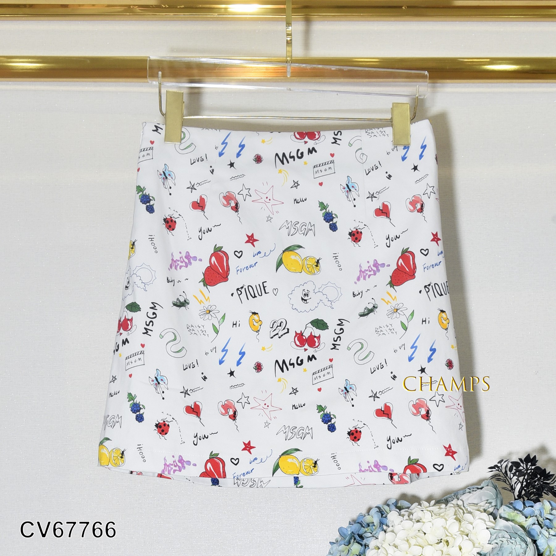 CHÂN VÁY DISUI TRẮNG HOA VĂN HÌNH 67766