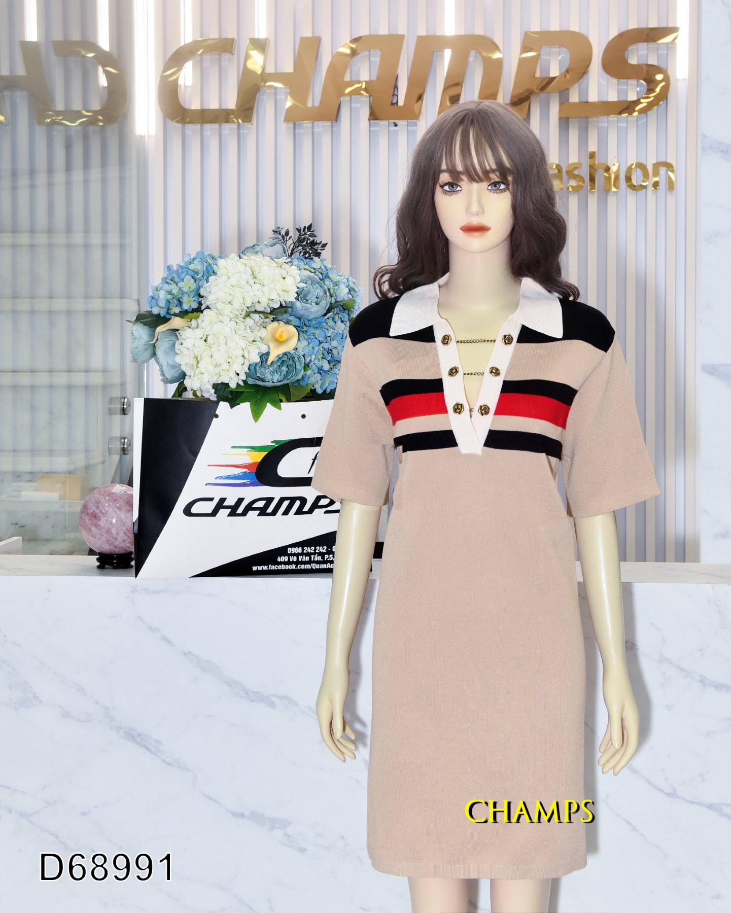 ĐẦM LEN KẺ PHỐI GUCCI 68991