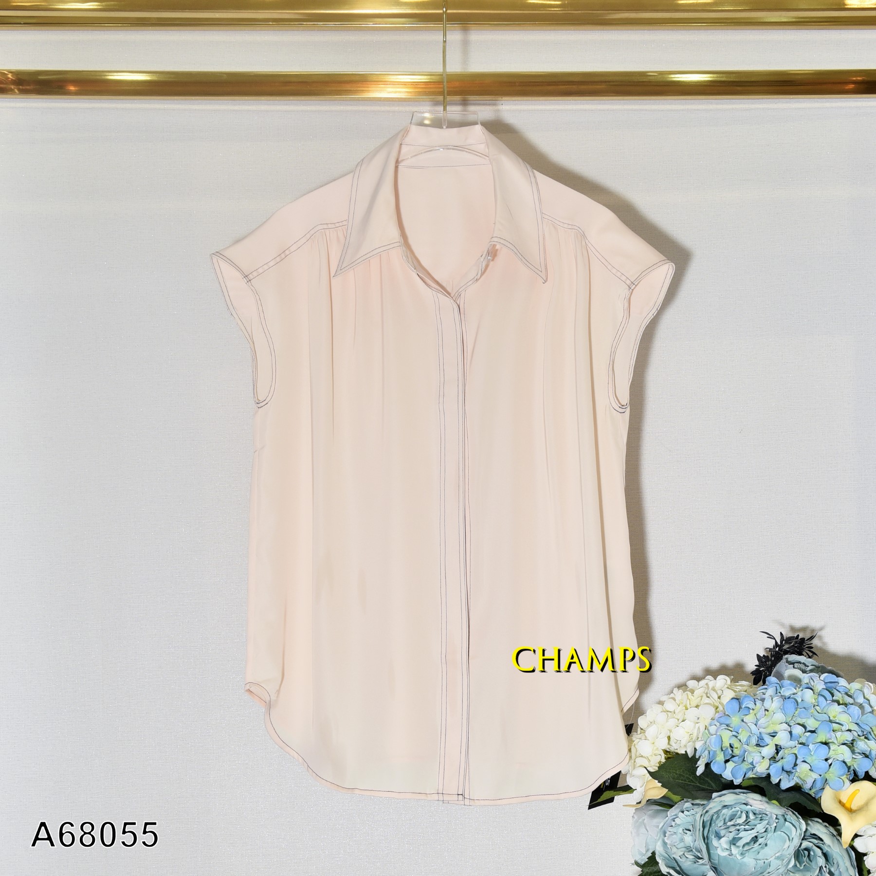 ÁO LỤA KEM VIỀN CHỈ 68055
