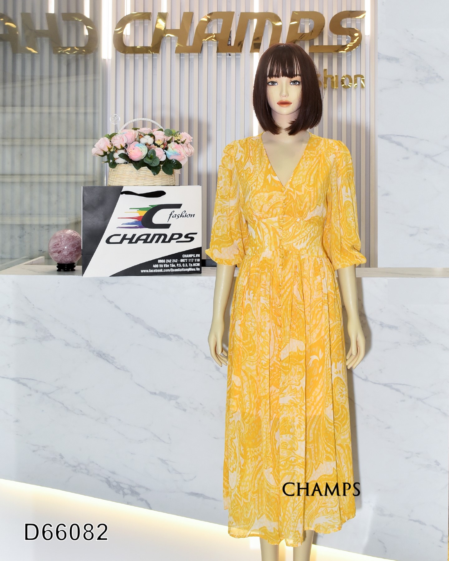 ĐẦM LỤA VÀNG DÀI 66082