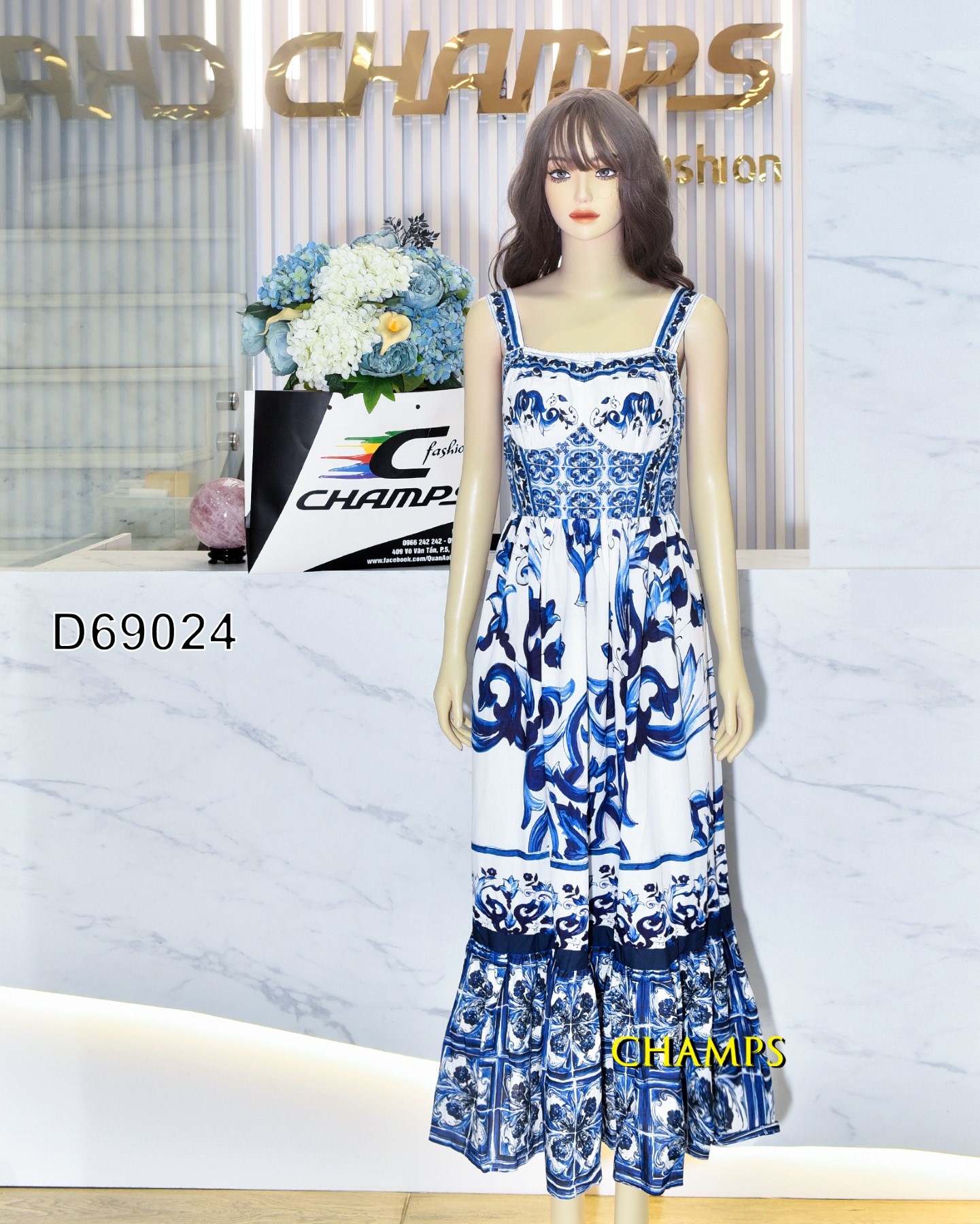 ĐẦM 2 DÂY DÀI D&G XANH 69024