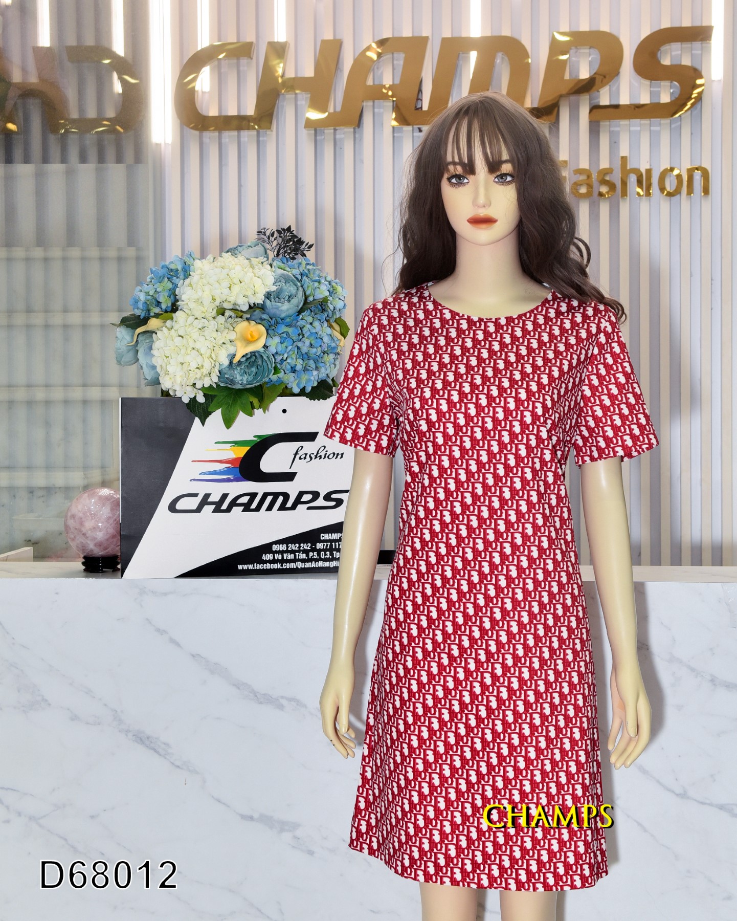 ĐẦM SUÔN DIOR ĐỎ 68012