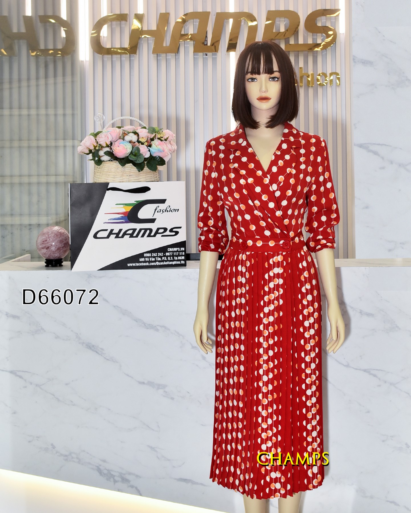 ĐẦM LỤA DÀI ĐỎ BI 66072