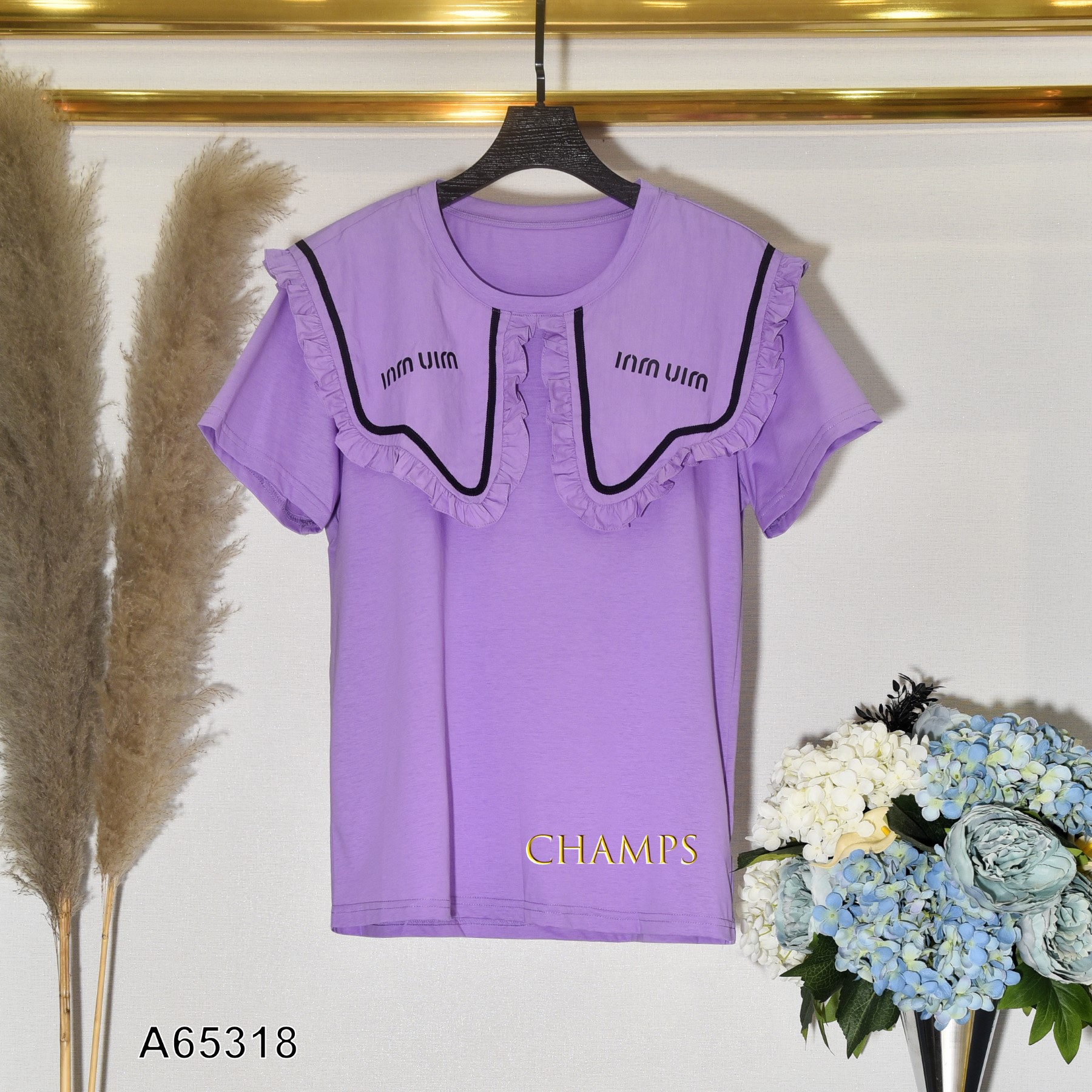 ÁO THUN TÍM CỔ BÈO MIUMIU 65318