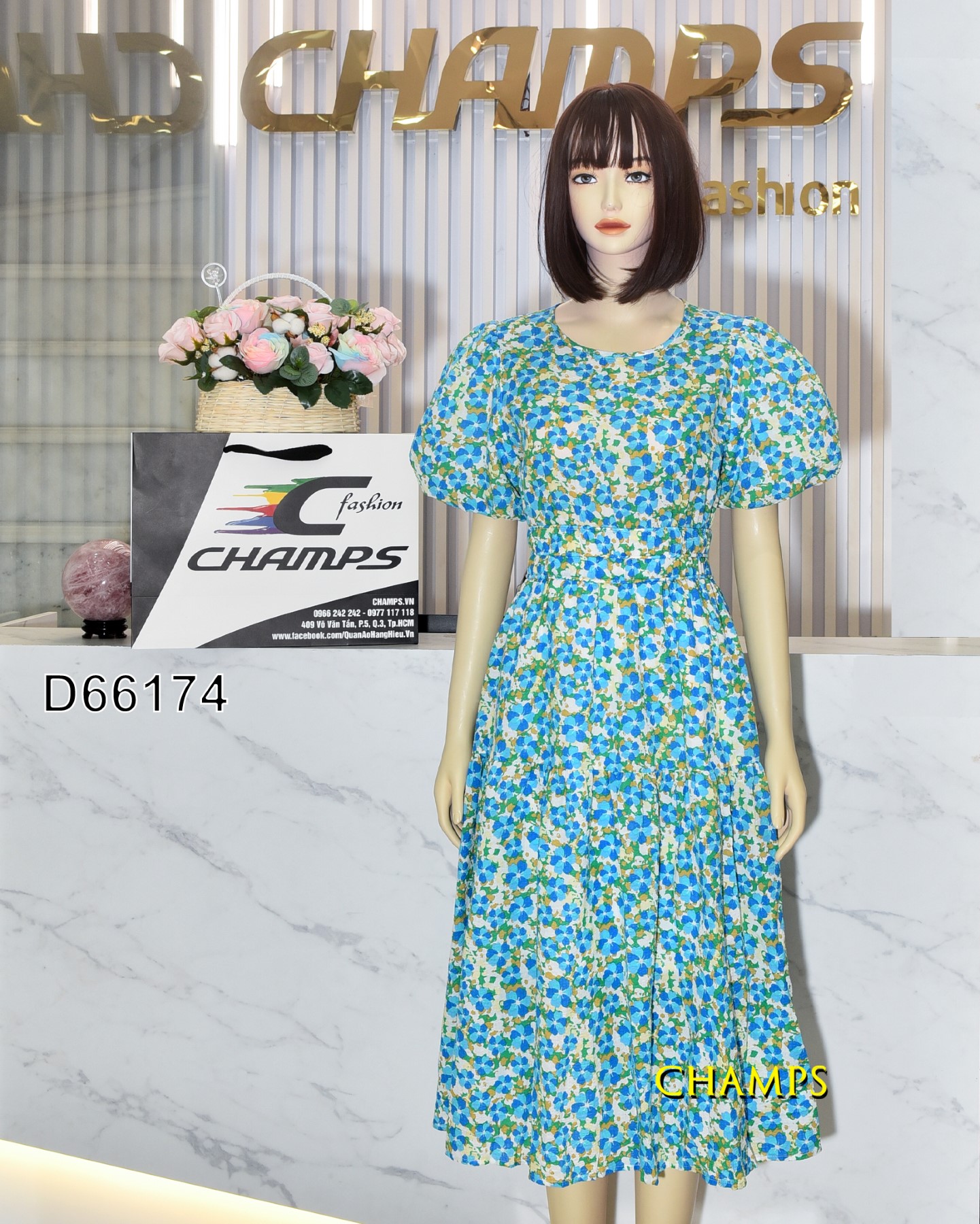 ĐẦM XÔ DÀI HOA XANH 66174