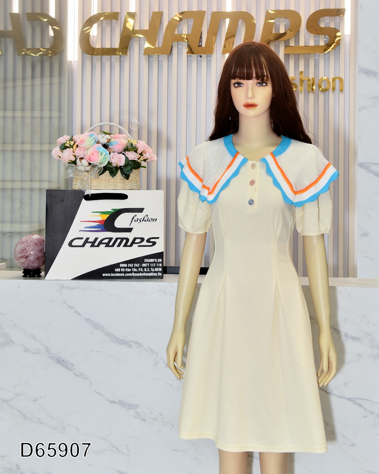 ĐẦM THUN LEM CỔ BÈO 65907