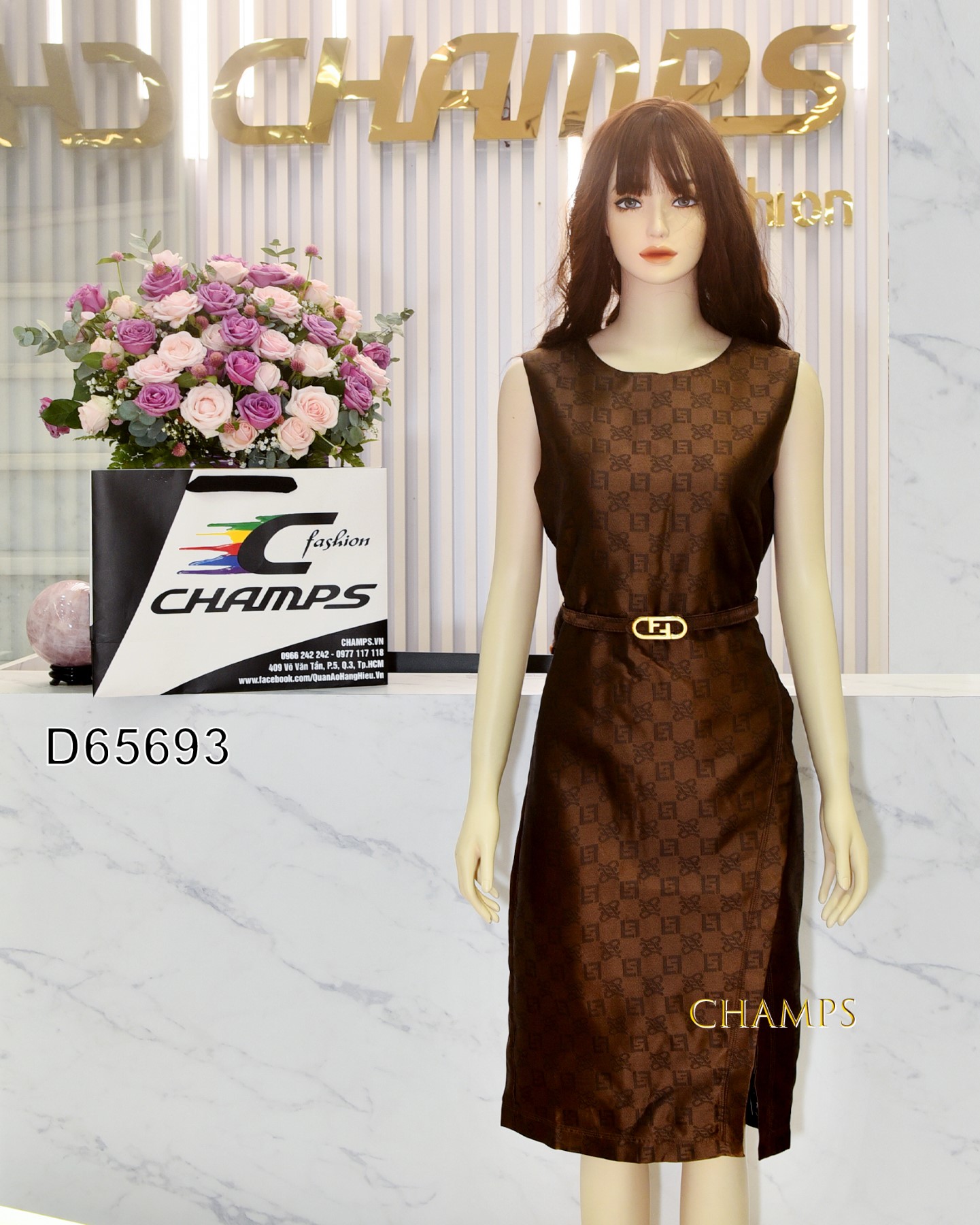 ĐẦM NÂU XẺ FENDI 65693