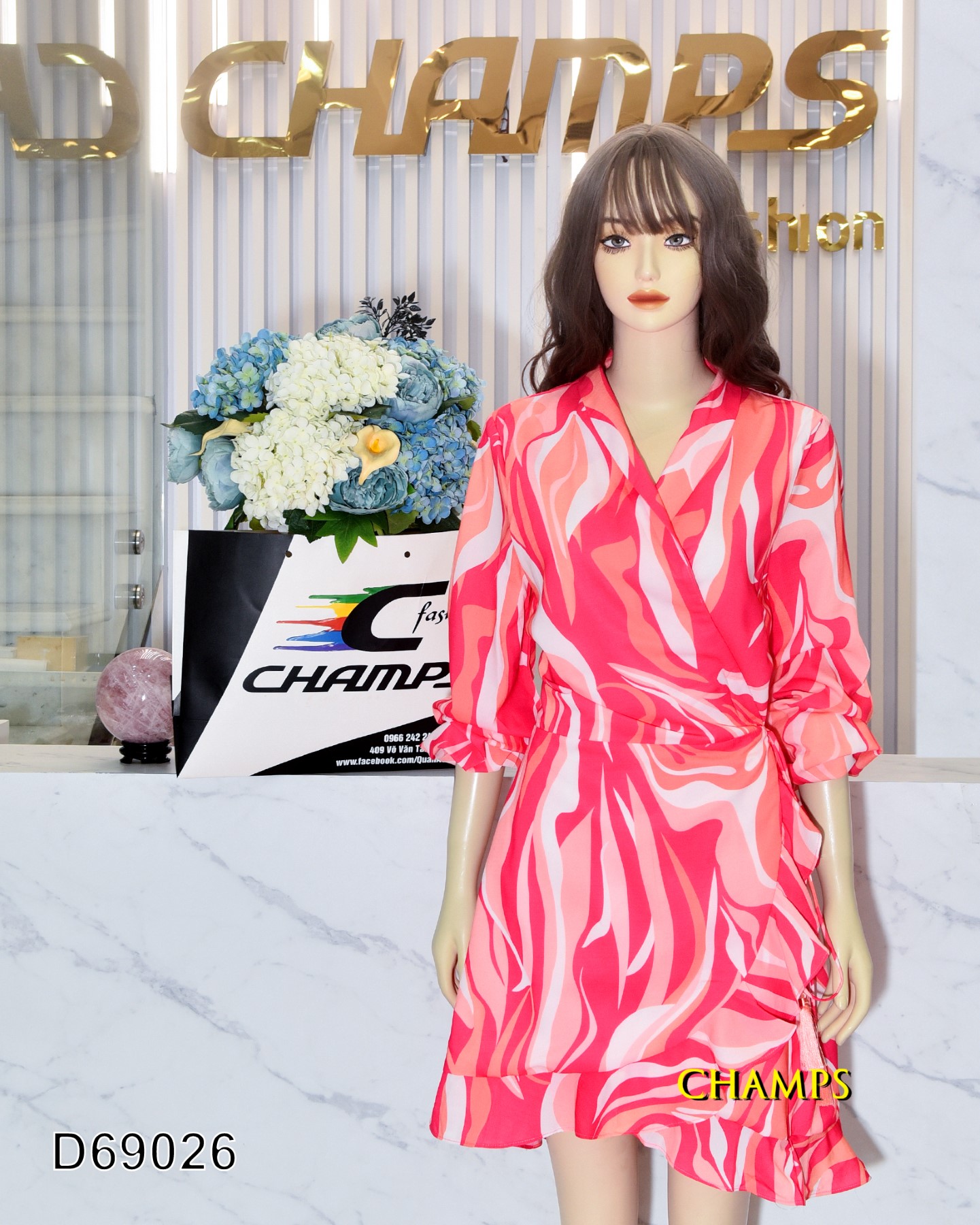 ĐẦM CỘT DÂY LỤA CAM 69026