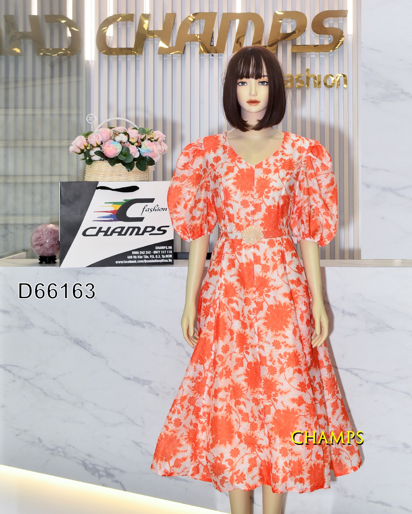 ĐẦM CAM XÔ DÀI +DN 66163