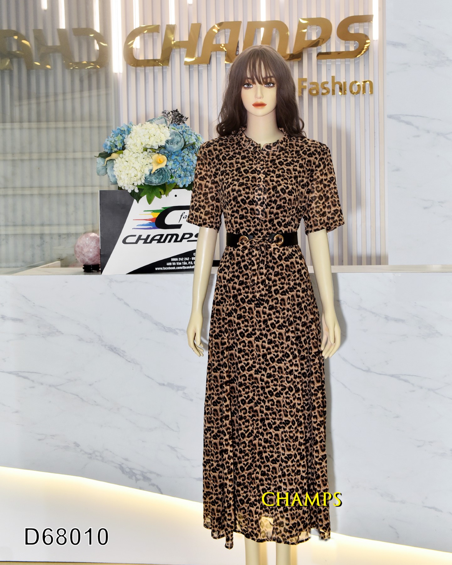 ĐẦM LỤA BEO NÂU DÀI +DN 68010