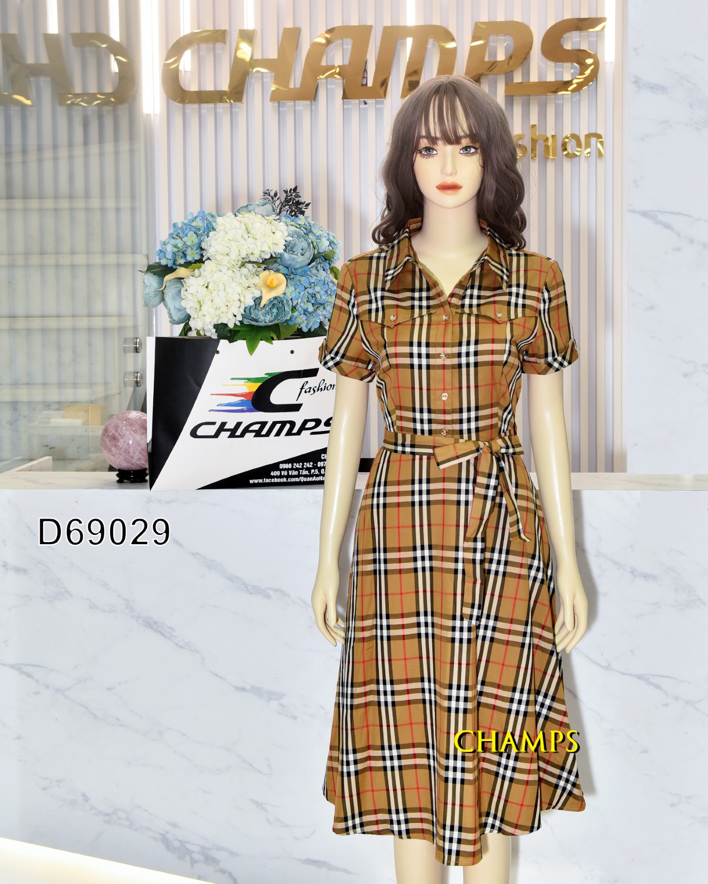 ĐẦM SUÔN NÂU SƠ MI BBR +DN 69029