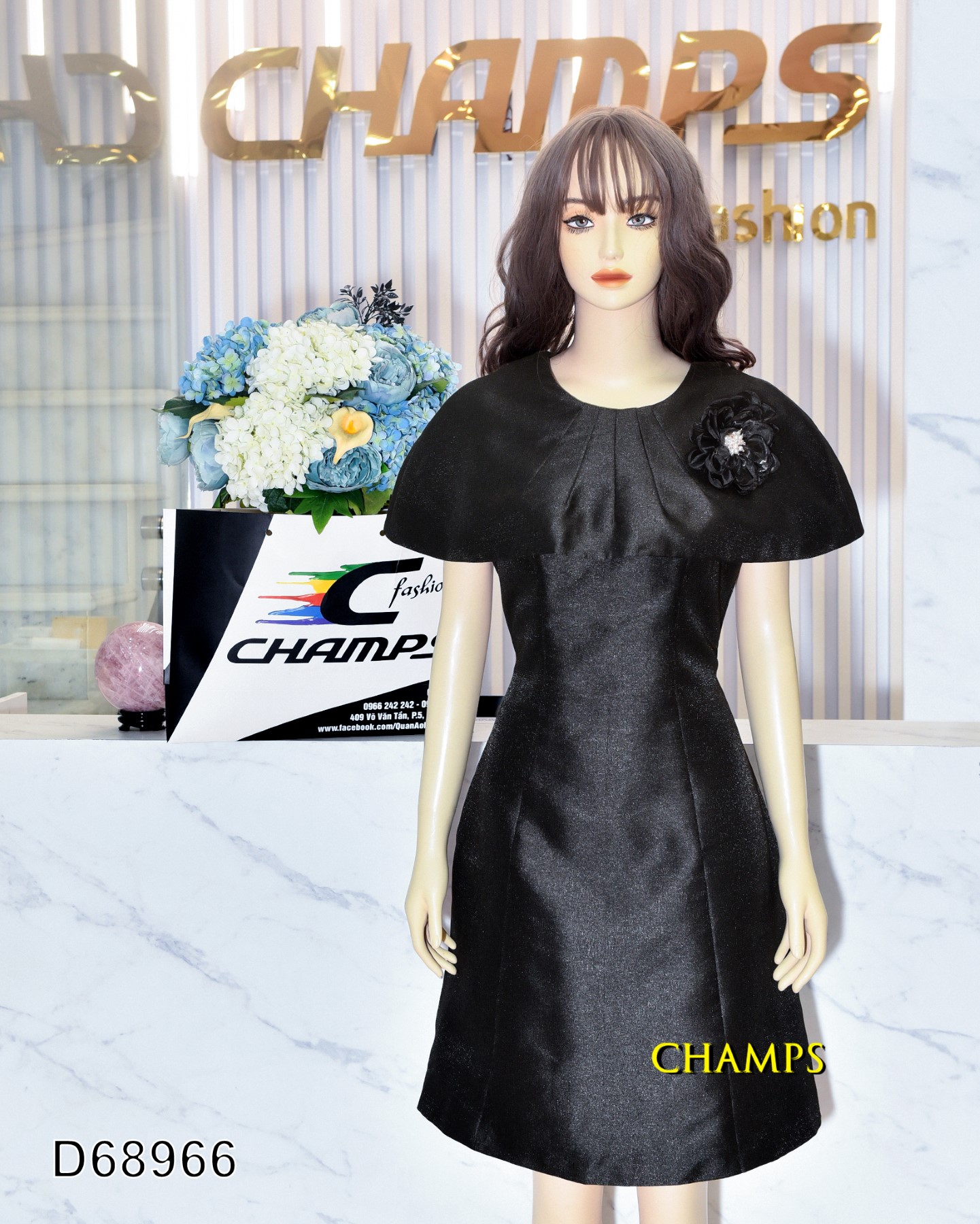 ĐẦM CHOÀNG ĐEN +CÀI HOA 68966