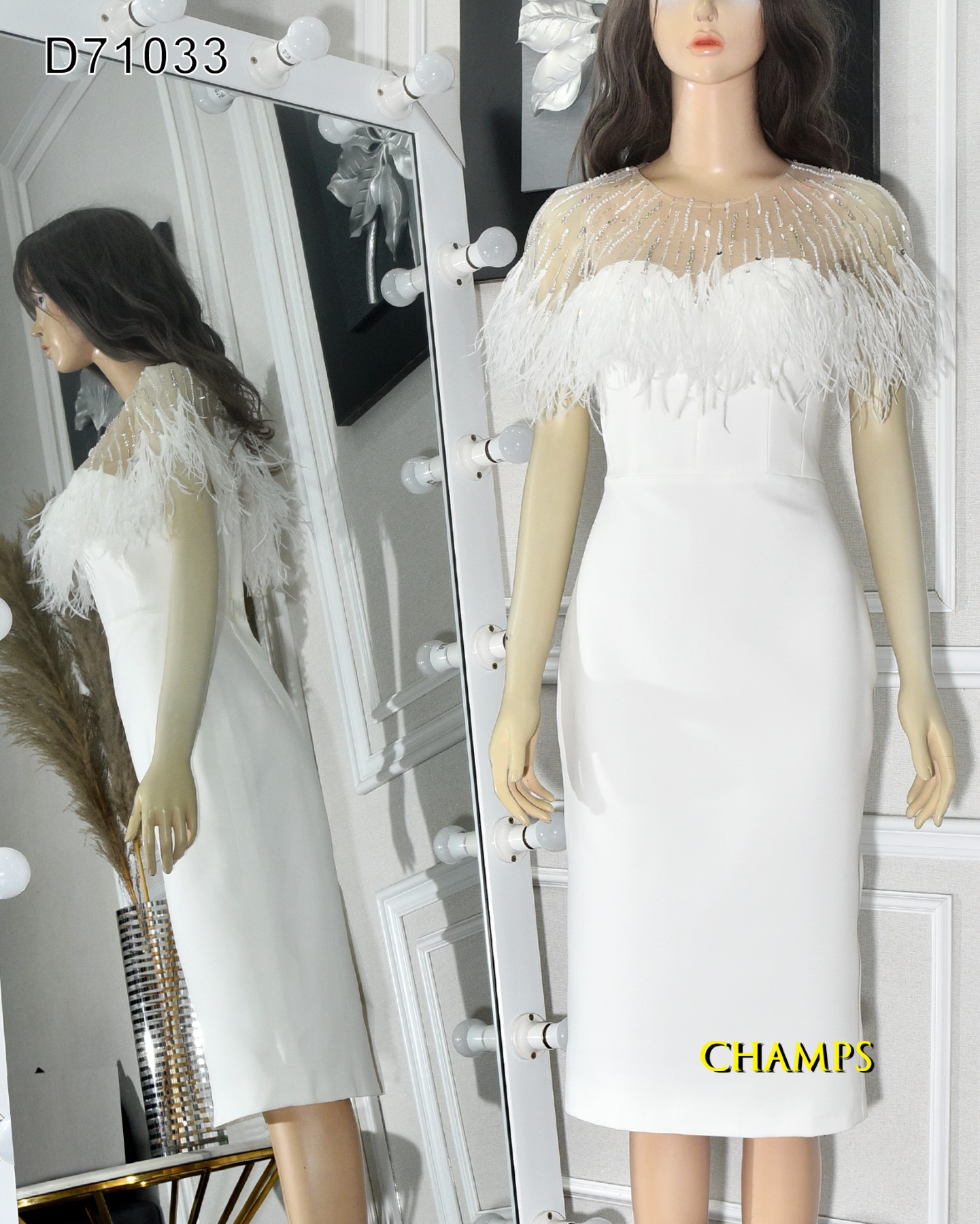 ĐẦM TRẮNG CHOÀNG LÔNG VŨ HTK 71033 | Champs Fashion - Thời Trang ...