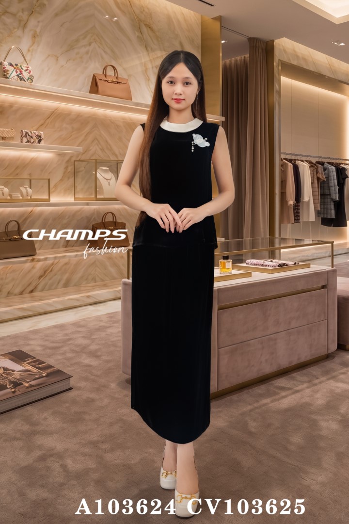 CHÂN VÁY NHUNG ĐEN 103625
