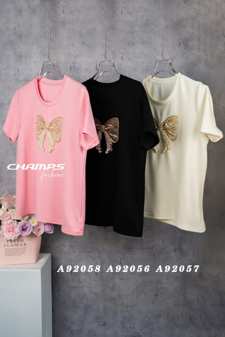 ÁO THUN XỐP ĐEN NƠ 92056