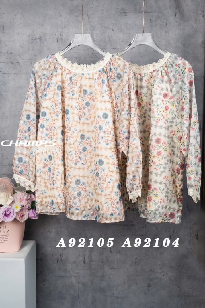 ÁO XÔ KEM REN HOA XANH TÍM 92105