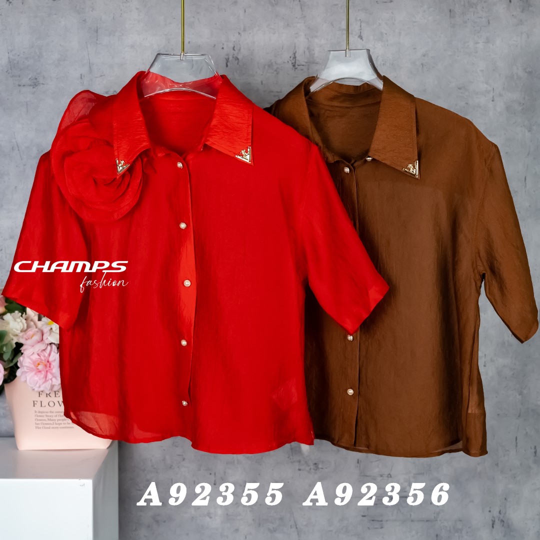 ÁO TƠ ĐỎ TƠ TAY HOA 92355