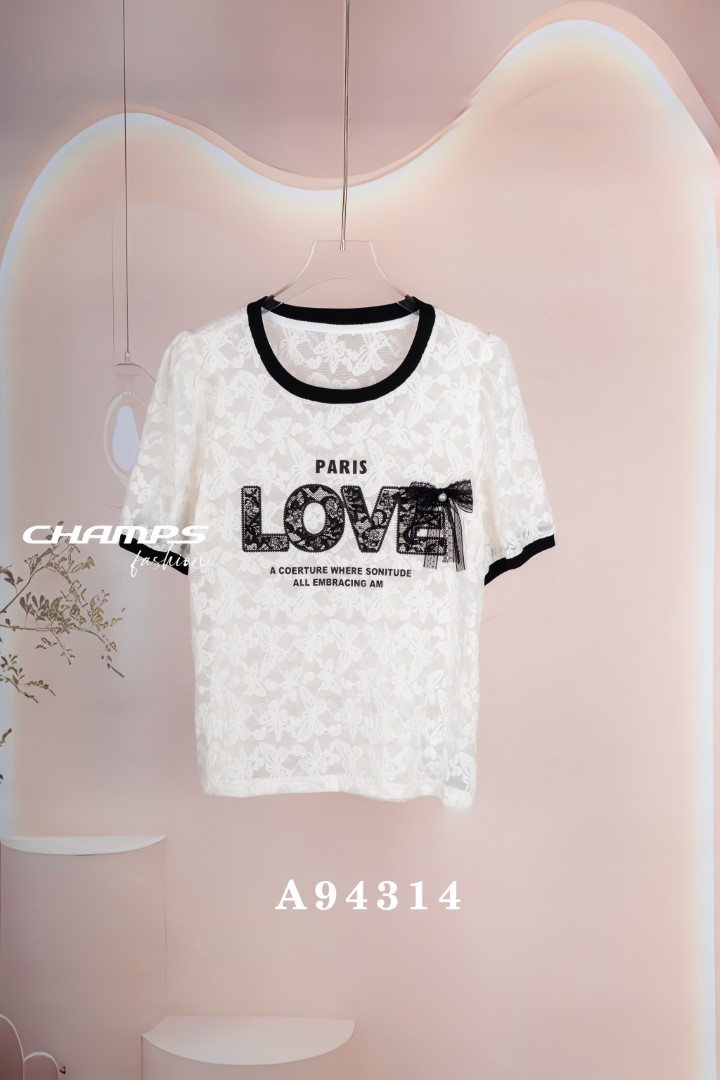 ÁO REN TRẮNG PHỐI ĐEN LOVE 94314