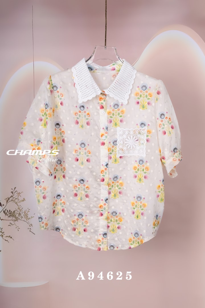 ÁO XÔ HOA XANH LÁ 94625
