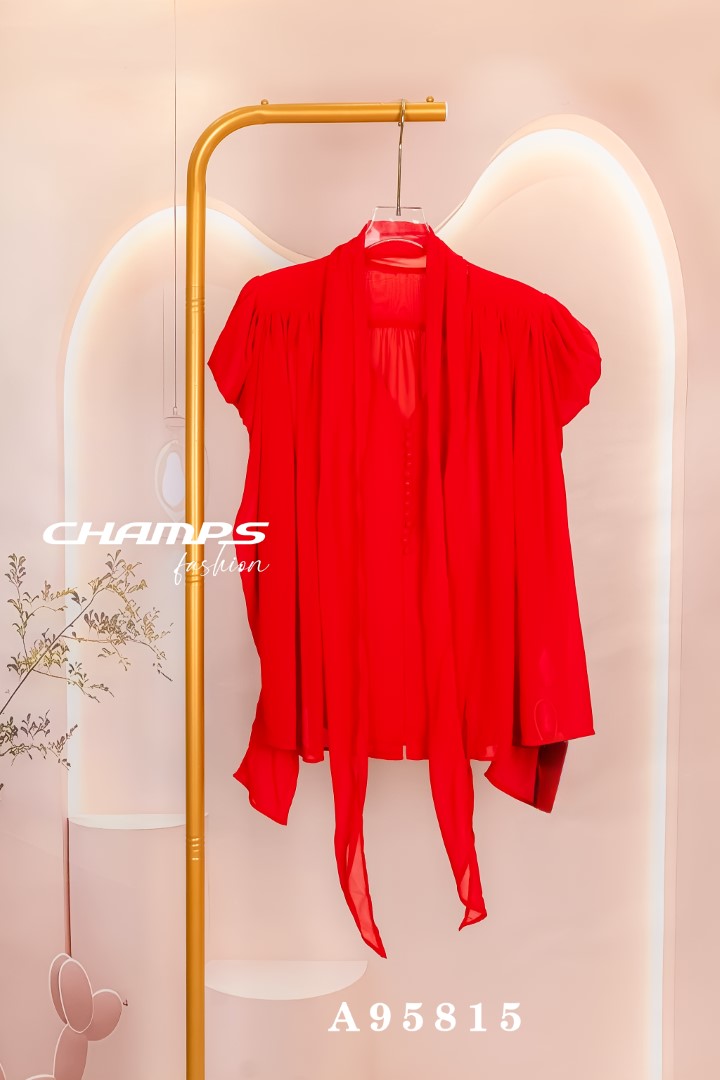 ÁO LỤA ĐỎ SƠ MI 95815