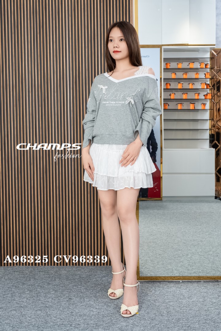 ÁO THUN LECH VAI XÁM 96325