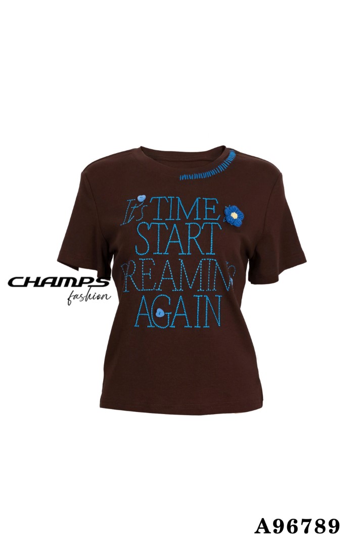 ÁO THUN NÂU CỔ THÊU 96789