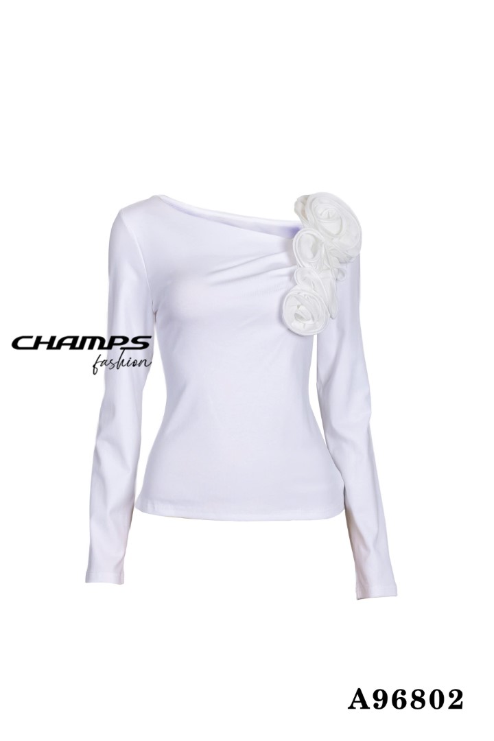 ÁO THUN TRẮNG TAY DÀI HOA 96802