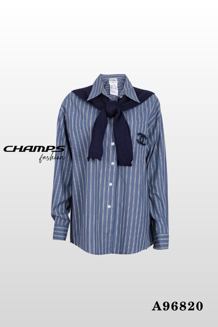 ÁO SƠ MI CHANEL KẺ XANH CHOANG 96820